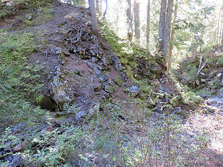 Only lava flow crossed by Ridley Creek trail.  43,000 yrs. old (old for Mt. Baker itself but relatively young in the Mount Baker Volcanic Field)