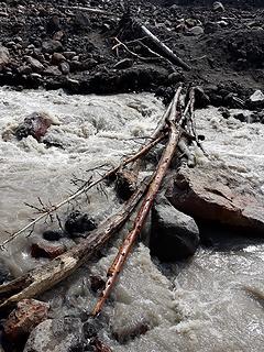 Wimpy logs across Adams Creek - some people were wading higher up, but I crossed this