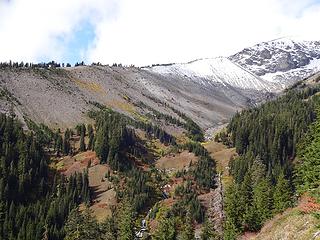 The Clark Creek drainage with a little early fall snow higher up