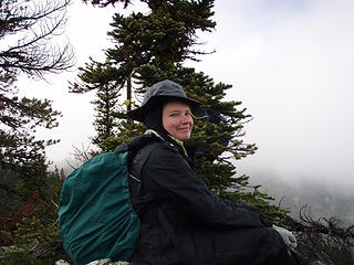 Fran on the summit above Merrit Lake.