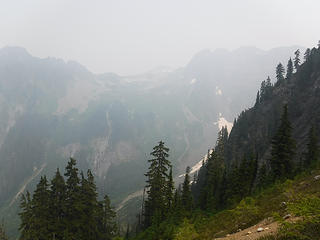 Our camp is somewhere up in the smokey basin across the valley