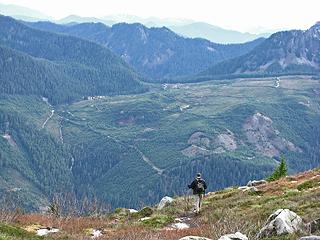 Hiker descending Granite Mountain