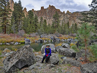 Renee at the super nice, sheltered picnic spot we found. 
Smith Rock, Terrebone OR 11/25/16