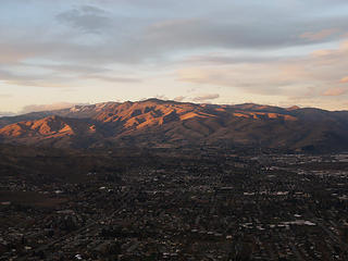Burch Mountain and the city of Wenatchee a little before sunset