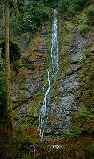 Falls (see hiker at bottom for scale)