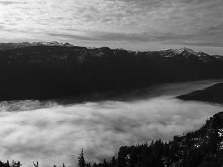 Lake Wenatchee is below the clouds