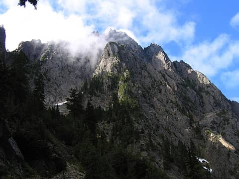 Sperry Peak in the clouds (Justus)