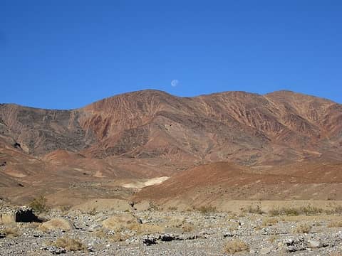 Moonset up Marble Canyon, Death Valley NP