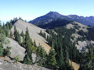 Klahhane Ridge trail with Mount Angeles in the distance