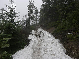 Approaching the open area/stairs just below West Tiger 3 summit.