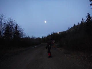 Woody starting our hike howling at the moon!