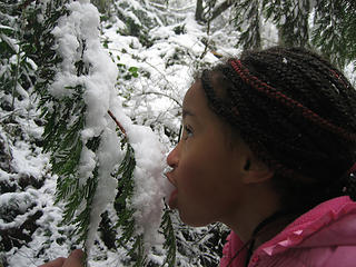 Sahale taking a bite of snow
