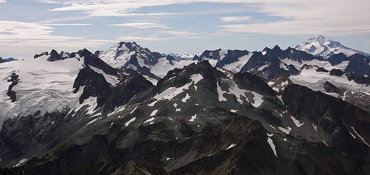 32. Glacier Peak is almost directly south.  Dome Peak has come into view as well