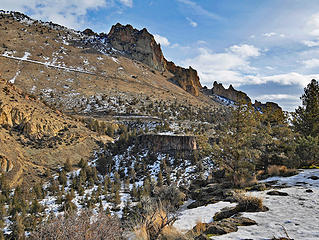 Burma trail with a trace of snow. 
Smith Rock state park, Terrebone OR 2/5/17