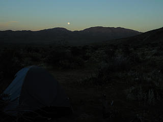 Rising moon over my campsite