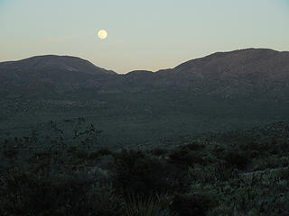 Moon over nearby hills