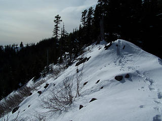My tracks along the ridge.