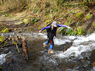 Bag Lady, first creek crossing, Lake Isabel Trail 3/31/17