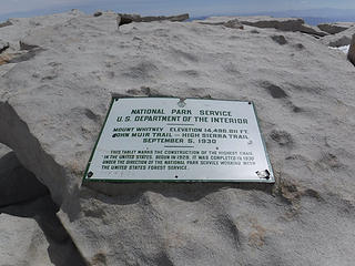 Mount Whitney summit plaque