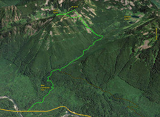 GPS track of our route. 8.3 miles, 4350' of gain, 8 hours.