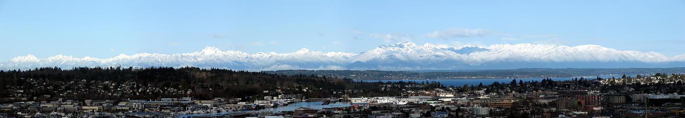 The Olympic Mountains as seen from Fremont, Seattle - landscape panorama