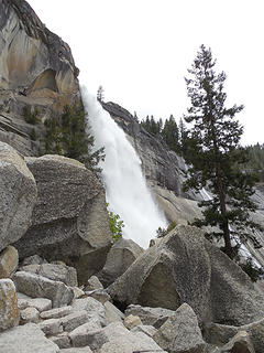 Nevada Fall as seen from the side as we climb up
