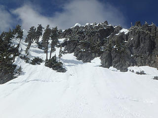 Looking up the summit block of Roosevelt