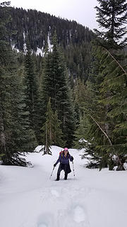 Beautiful snowshoeing here. Pictured is a wonderful friend from ESAR that I was hiking with today.