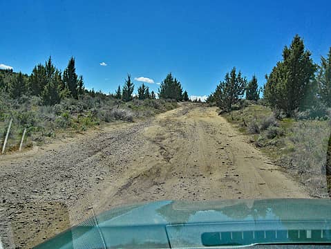 One of several high clearance spots.  Washout ruts, and near top of picture a rock crawl is required. Alder Springs, Sisters OR 5/3/17