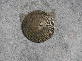 One of 6 bench marks on the Mount Whitney summit rocks