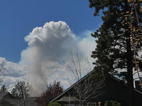 Smoke looks closer when I got home. Alder Springs, Sisters OR 5/3/17