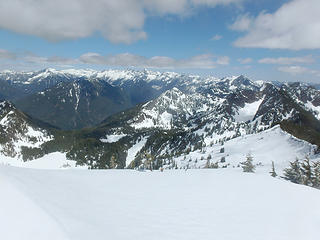Looking North-East from Caroline's summit. Upper and Lower Wildcat lakes are at the bottom of the image.