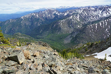 Looking down into Wolf Creek drainage.