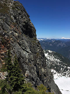 looking over at the crux pitch from and rappel route