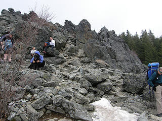 Rock to go up Mt Si trail on way to basin.