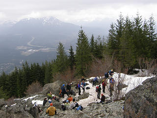 Tons of people below rocks on Mt Si. Almost blocking the trail in places.