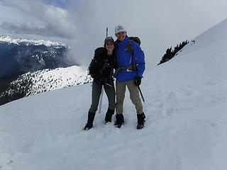 Katie and Patrick all smiles on Bedal Peak
