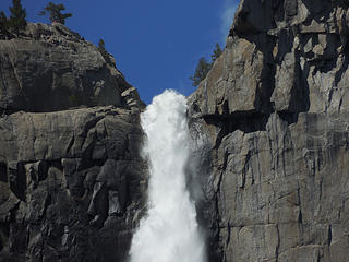 Zoom of the top of Upper Yosemite Falls