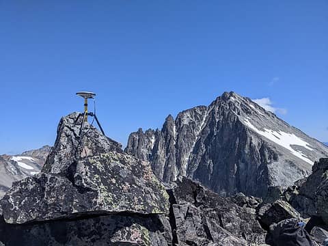 The differential GPS unit on the summit of Solitude Peak, June 2023