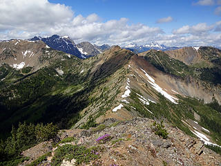 Looking west to Tatie Peak from Cone Mtn, 7405.'
