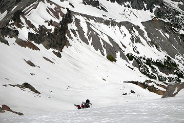 climbers cresting the steeper section