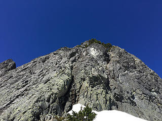 looking up from the base of the route