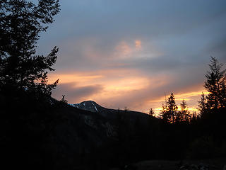 Sunset near Lucky Pass, Billy Goat to Big Hidden Lake 6/19 to 6/22/17