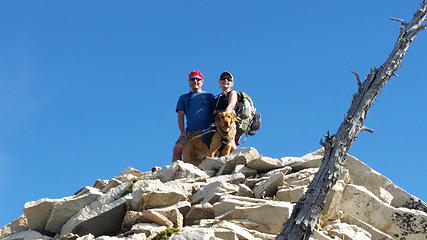 Middle E, Sadie's Driver and Cooper on the summit of Pt. 7128