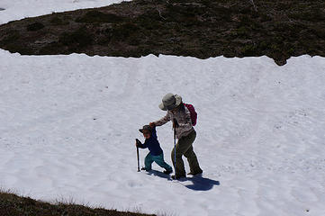 Jake & Shan Shan crossing a snowfield