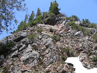 the steep section at the base