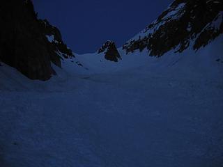 Getting late as I look up to the top of the glacier