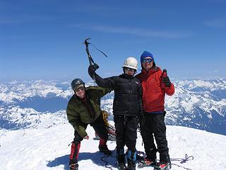 Three fourths of the summit team on top