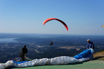 Paragliders taking off at Poo Poo Point