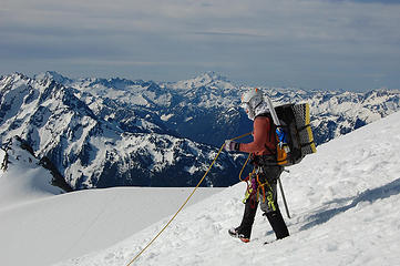 Member of a Boe Alps team descending